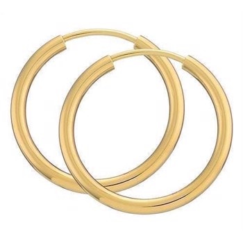 BNH Dame Blanke Forgyldt Sterling Sølv Øre Creoler, Ø 30 mm x 3,0 mm